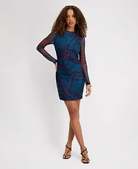 Siena Women's Mesh Scuba Long-Sleeve Bodycon Dress