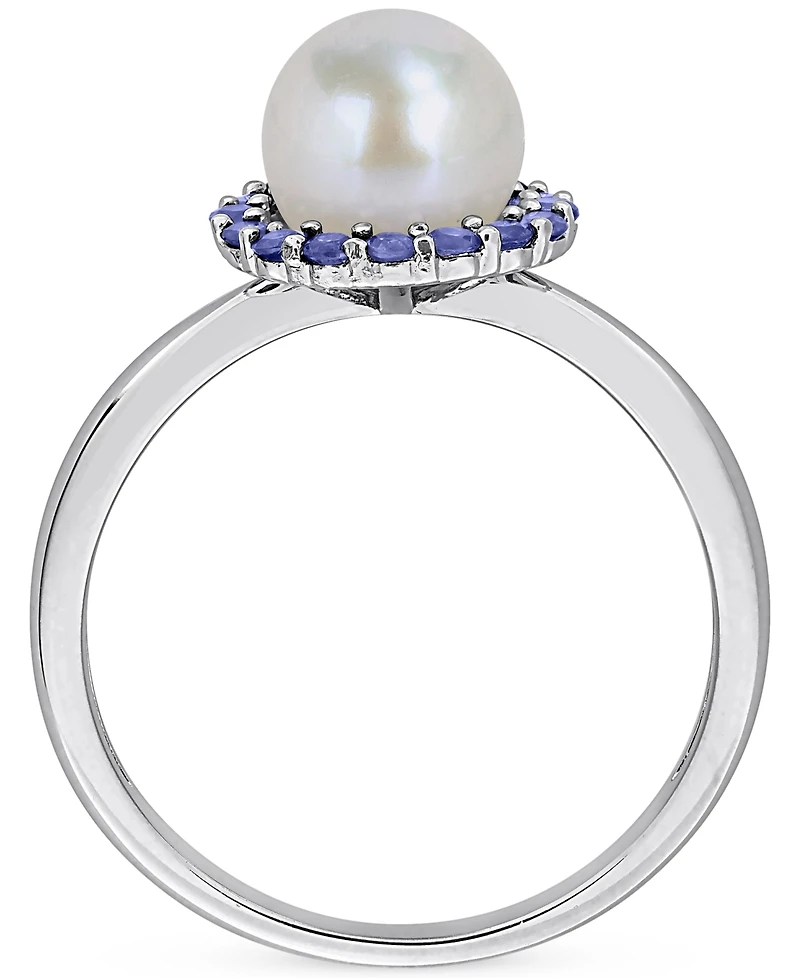 Cultured Freshwater Pearl (7-7.5mm) & Sapphire (1/3 ct. t.w.) Ring Sterling Silver