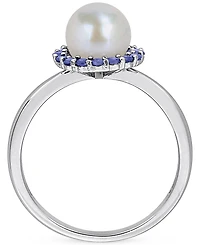 Cultured Freshwater Pearl (7-7.5mm) & Sapphire (1/3 ct. t.w.) Ring Sterling Silver