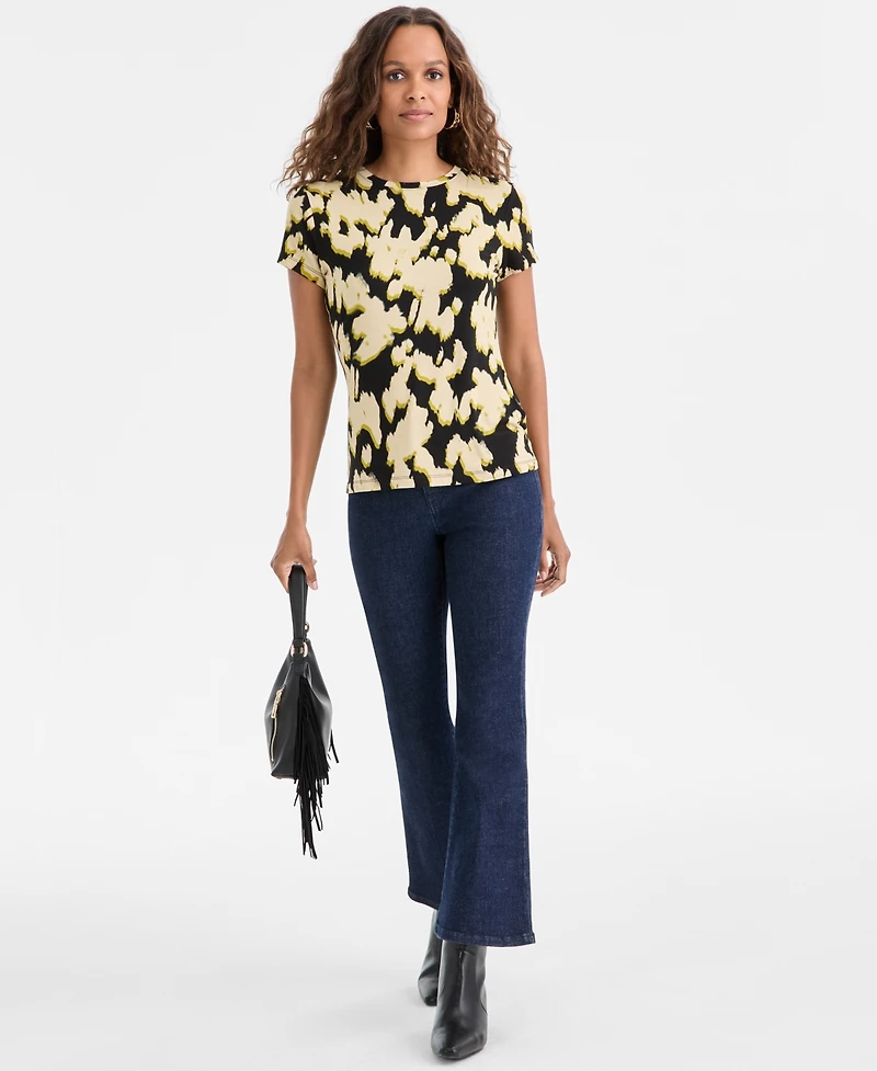 I.n.c. International Concepts Petite Cotton Abstract-Print Cap-Sleeve T-Shirt, Macy's Exclusive