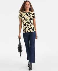 I.n.c. International Concepts Petite Cotton Abstract-Print Cap-Sleeve T-Shirt, Macy's Exclusive