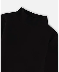 Deux par Girl Super Soft Ribbed Mock Neck Top Black