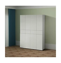 Basicwise 66-Inch Multi-Functional Black Finish Kitchen Pantry Cabinet with 4 Doors, 3 Adjustable Shelves, 2 Cabinets with 1 Drawer – Elegant F
