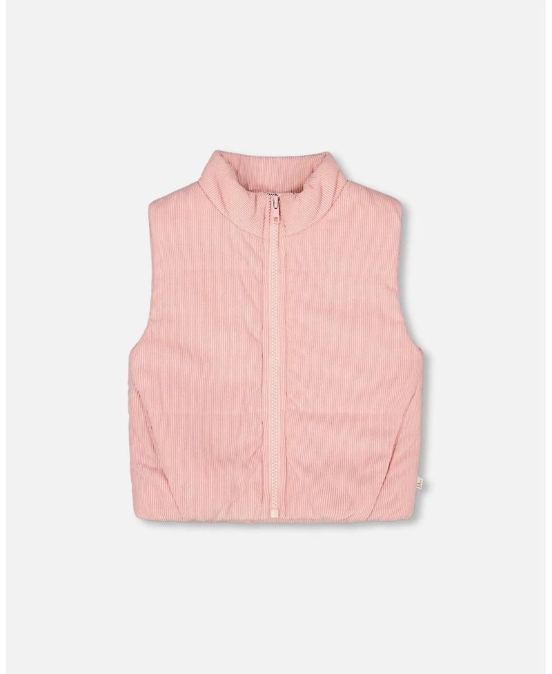 Deux par Girl Corduroy Puffy Sleeveless Vest Dusty Pink - Child