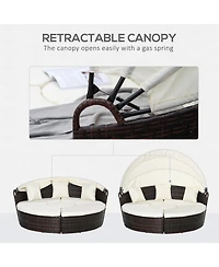 Outsunny Rat Daybed Patio Furniture Set w/ Adjustable Canopy