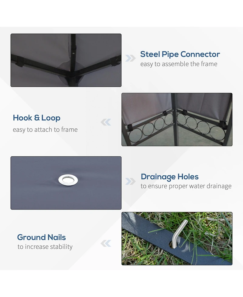 Outsunny 13' x 10' Gazebo for Patio w/ Steel Frame, Double Canopy,