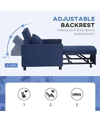 Homcom 3-in-1 Convertible Chair Bed, Adjustable Sleeper Chair,