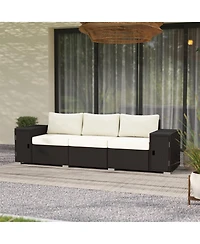 Outsunny Wicker Outdoor Couch, Patio Sofa with Storage, Cushions