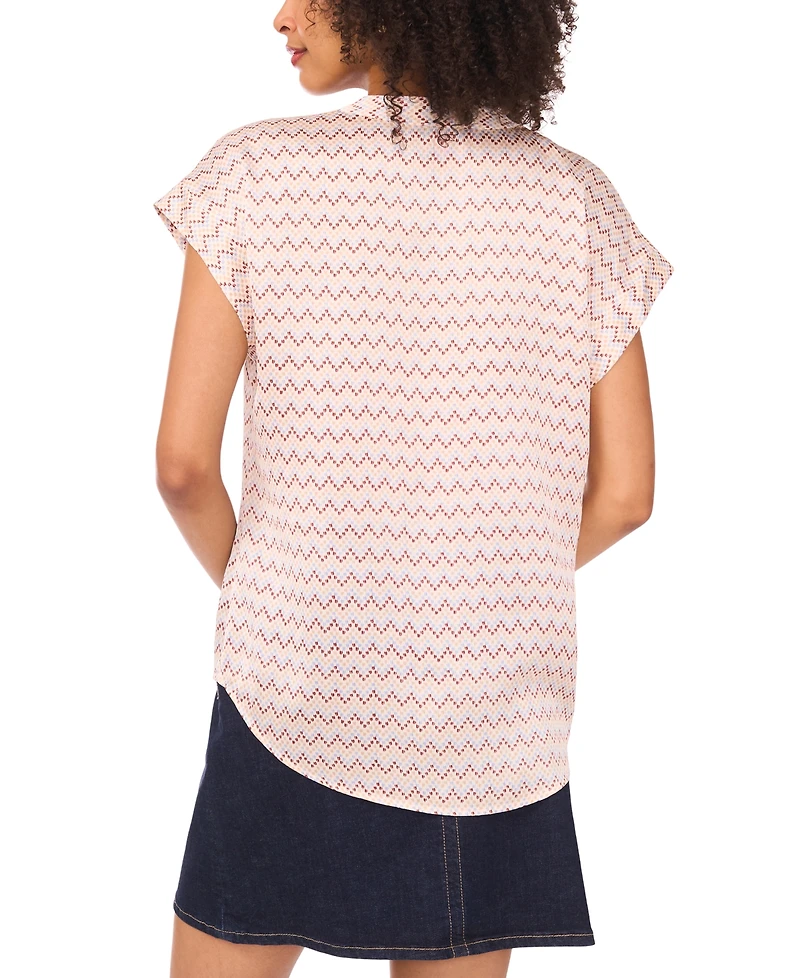 Vince Camuto Women's Printed V-Neck Short-Sleeve Blouse
