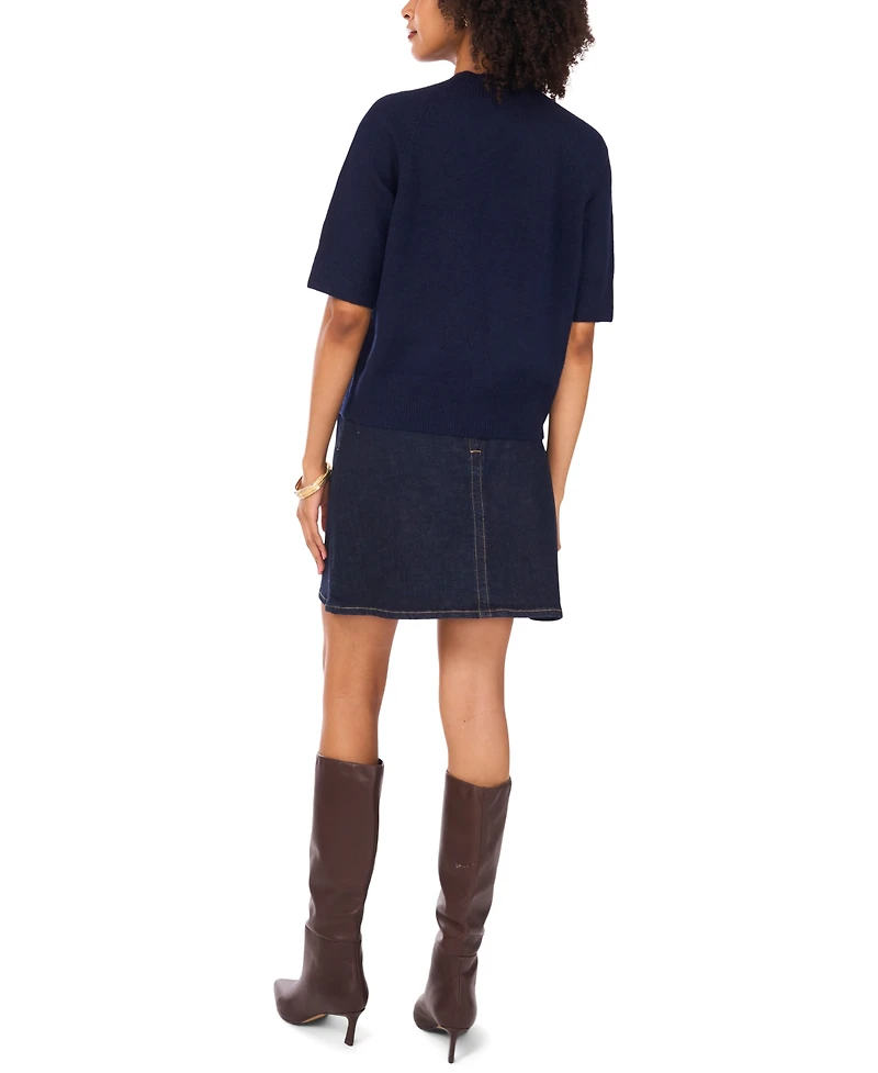 Vince Camuto Women's Short Sleeve Mock Neck Top