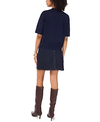Vince Camuto Women's Short Sleeve Mock Neck Top