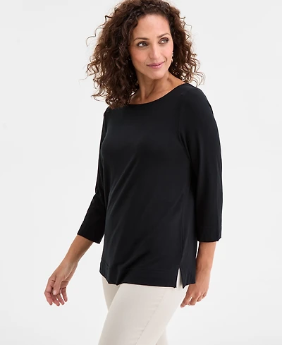 Jm Collection Women's Boat-Neck 3/4-Sleeve Top, Macy's Exclusive