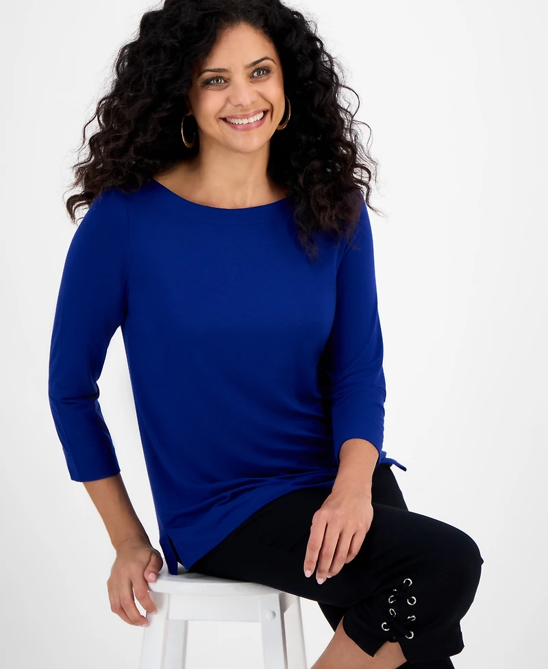 Jm Collection Women's Boat-Neck 3/4-Sleeve Top, Macy's Exclusive