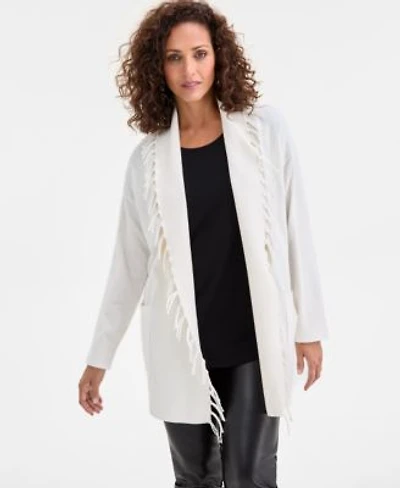 Jm Collection Womens Fringe Shawl Collar Open Front Cardigan Macys Exclusive