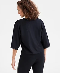 Jm Collection Petite Pleather Trim Pull-On Sweater