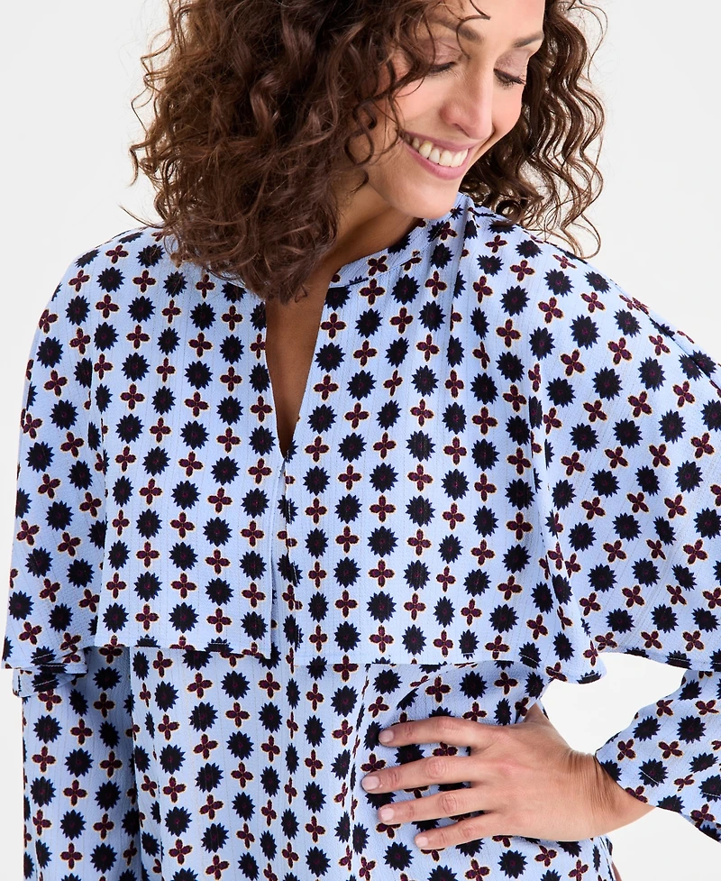 Jm Collection Women's Printed Split-Neck Blouse, Macy's Exclusive