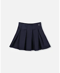 Deux par Girl Pleated Milano Skirt Navy Blue - Child