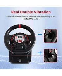 Nbcp 180°Gaming Racing Steering Wheel with Pedals & Dual Motors for Pc, Xbox, PS4, Switch – Adjustable Height, Tilt, Vibration, Strong Fix