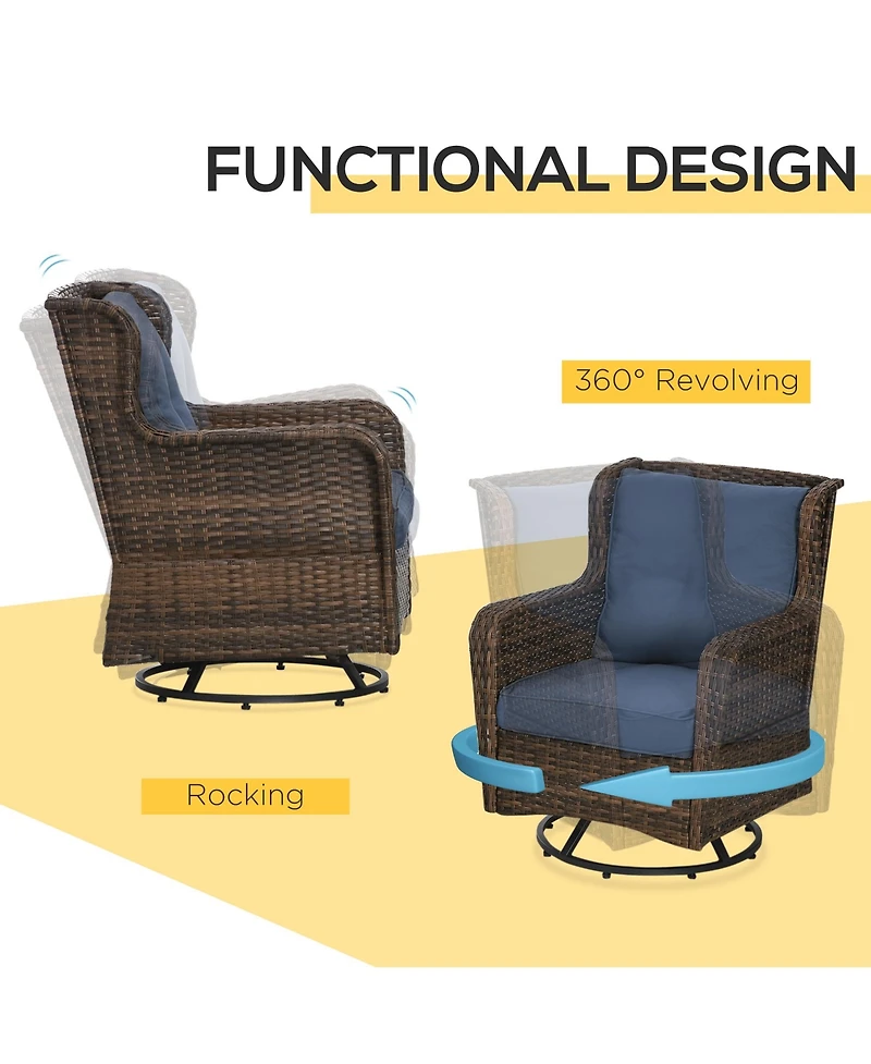 Outsunny Patio Bistro Set, Rocking & 360° Rotation, Porch Furniture