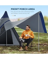 Outsunny Camping Tent with Porch, Teepee Tent Near-Inst Tent,
