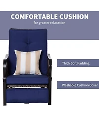 Outsunny Outdoor Recliner Chair, Pe Wicker Furniture, Dark