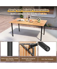 Gymax Rectangular Acacia Wood Dining Table w/ 1.9'' Umbrella Hole Patio