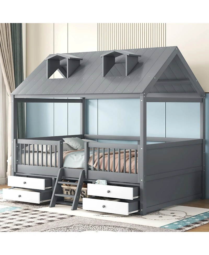 Streamdale Furniture Full Size Wood Bed House Bed Frame