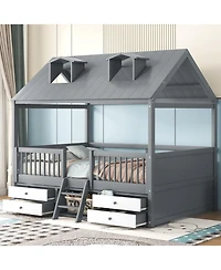 Streamdale Furniture Full Size Wood Bed House Bed Frame