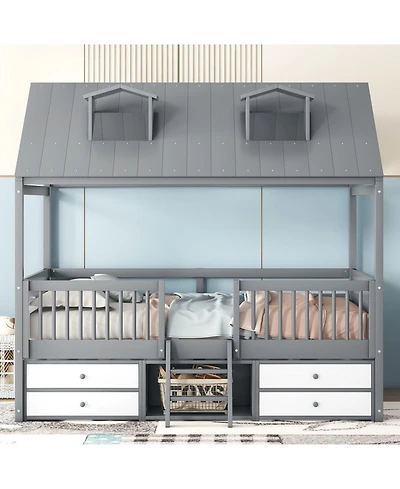 Streamdale Furniture Full Size Wood Bed House Bed Frame