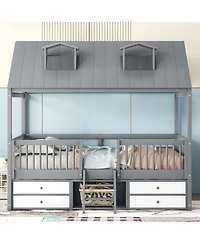 Streamdale Furniture Full Size Wood Bed House Bed Frame