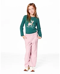 Deux par Girl Waffle Flare Leg Pants Dusty Pink