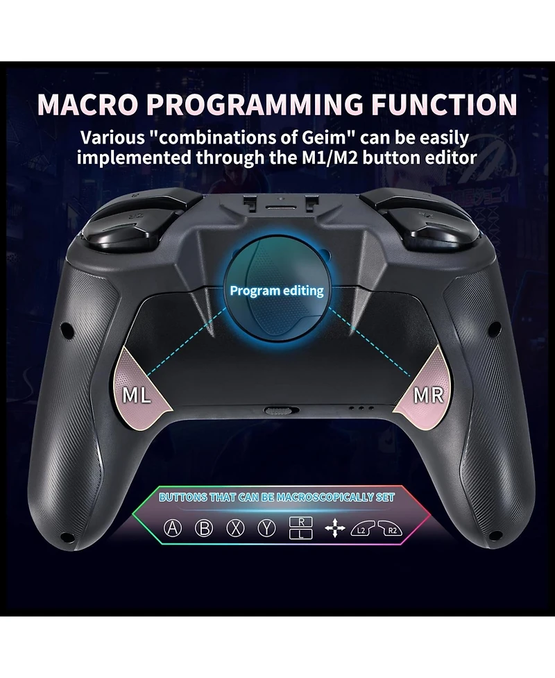 Nbcp Wireless Switch 2 Pro Controller with Back Buttons, Rgb 7-Color Light, 6-Axis Gyro, Turbo, One-Touch Start, Compatible with Switch, Android, iOS,