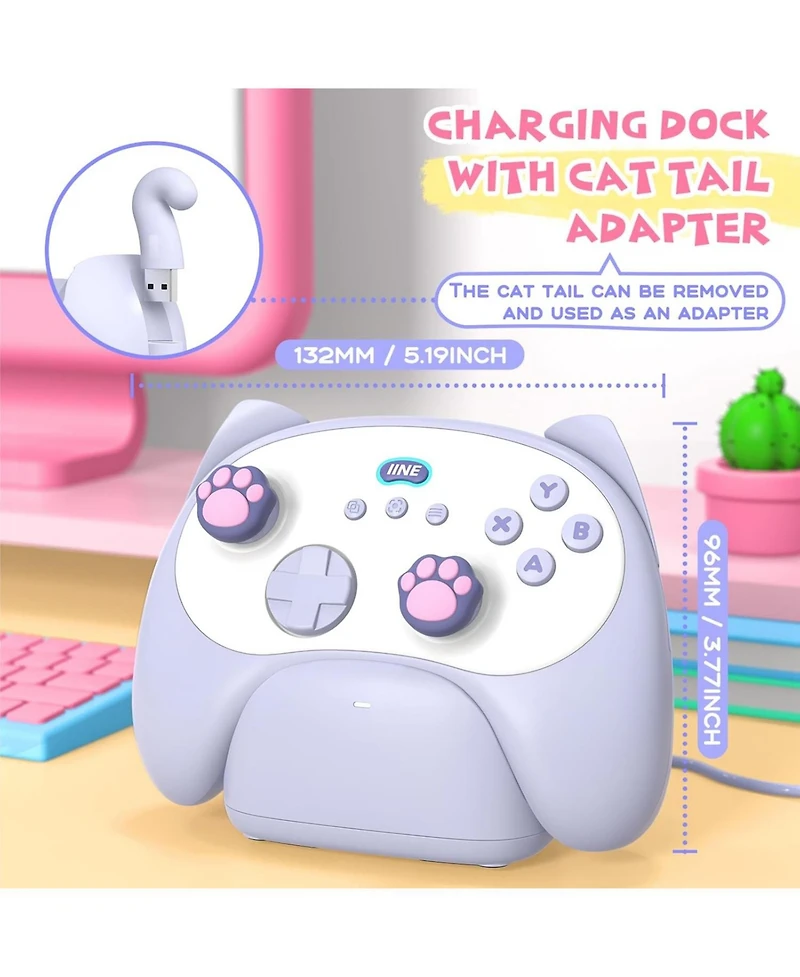 Nbcp Wireless Controller with Charging Dock – Multi-Platform Gamepad for Pc, Switch, Android, iOS, Turbo, Macro, 6-Axis Motion, Rumble, Sma