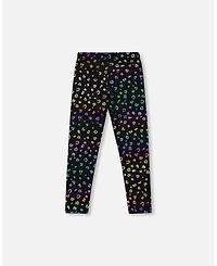 Deux par Girl Stretch Jersey Leggings Multicolor Leopard Print - Child