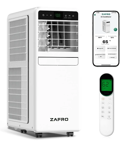 Zafro 10,000 Btu Portable Air Conditioner 3-in-1 with Fan, Dehumidifier & Drain-Free Cooling, App/Remote Control, Quiet 48dB, Sleep Mode, 24H Timer