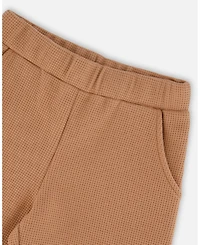 Deux par Girl Waffle Flare Leg Pants Caramel Brown - Child