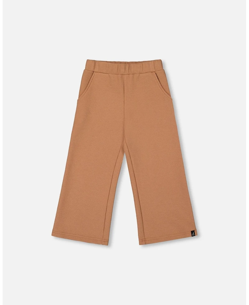 Deux par Girl Waffle Flare Leg Pants Caramel Brown - Child