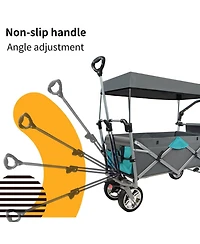 Streamdale Furniture Push & Pull Utility Folding Wagon with Removable Canopy gray