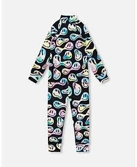 Deux par Girl Two-Piece Thermal Underwear Set Smiley Face