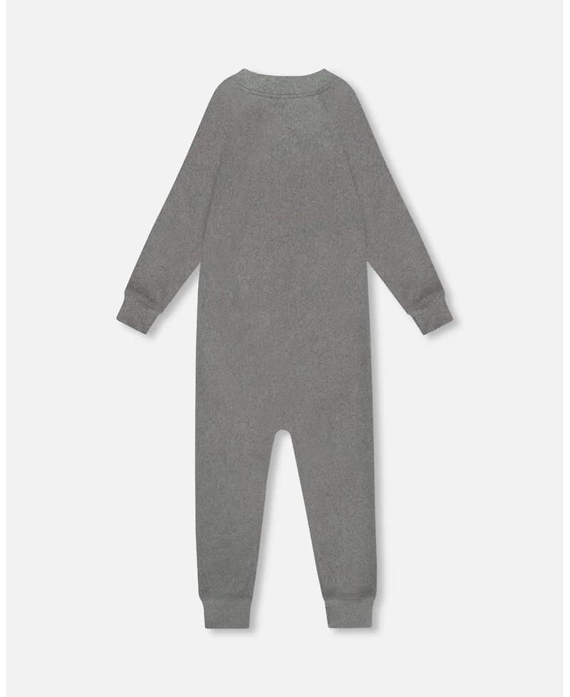 Deux par Kids Unisex One-Piece Thermal Underwear Dark Heather Gray