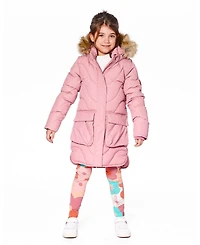 Deux par Toddler Girls Long Wavy Quilt Puffy Winter Coat Dusty Pink - Toddler|Child