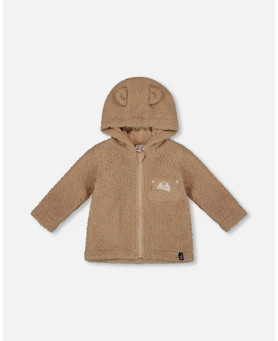 Deux par Baby Boys Sherpa Bear Hooded Zip Jacket Brown