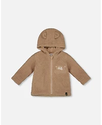 Deux par Baby Boys Sherpa Bear Hooded Zip Jacket Brown