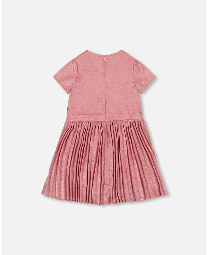 Deux par Big Girls Short Sleeve Dress with Pleated Skirt Dusty Pink
