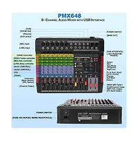 Pyle 8-Channel Wireless Bt Streaming Audio Mixer with Recording Interface, 6 Xlr Input/ 2 Output Connectors