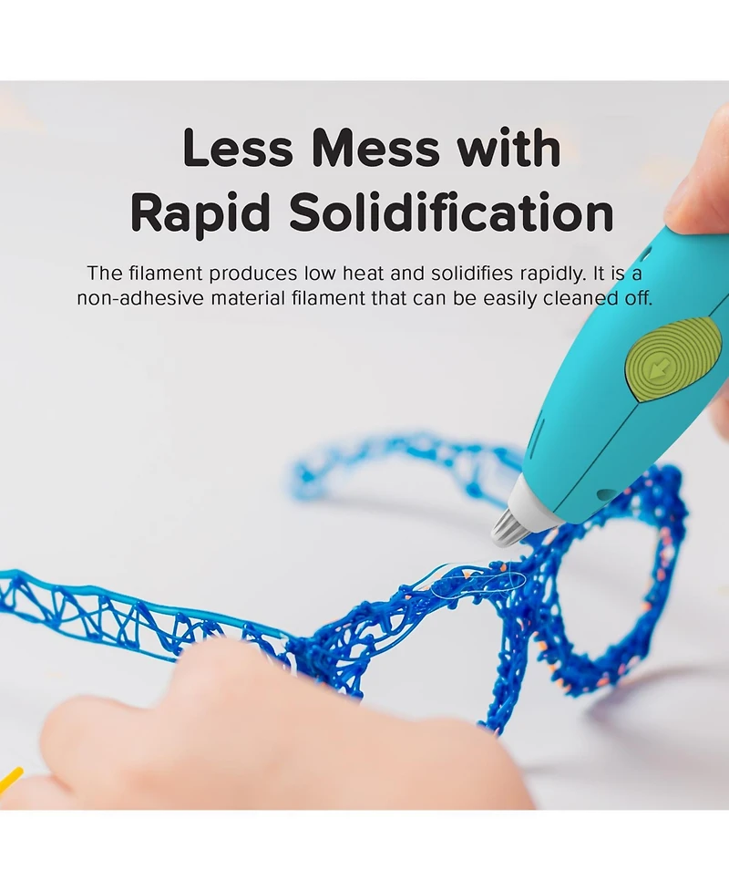 myFirst 3dPen Make (Blue) Multi-Speed Printing Drawing Pen with 6 Colorful Filaments, Stencil Book, and Charger