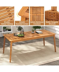 Gymax 8-Person Outdoor Acacia Wood Dining Table w/ 1.96'' Umbrella Hole Rectangular