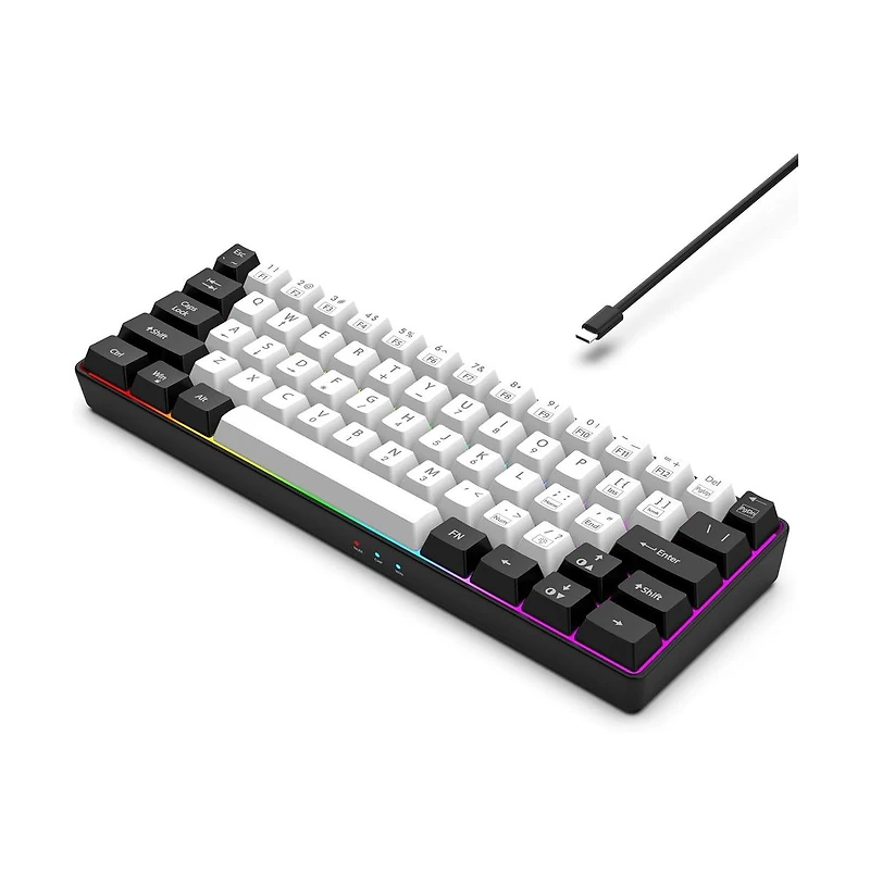 risokeys 60% Wired Gaming Keyboard, Rgb Backlit Ultra Compact Mini Keyboard, Waterproof Mini Compact 61-Key Keyboard for Pc/Mac Gamers, Typist