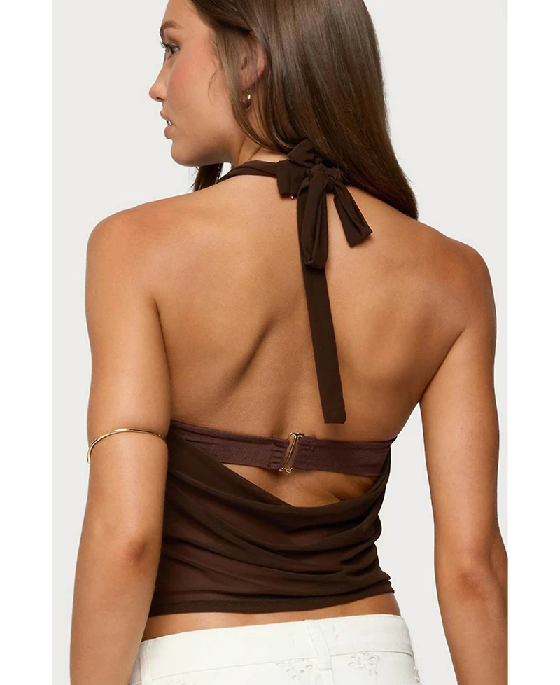 Edikted Women's Issey Layered Bra Cowl Neck Top