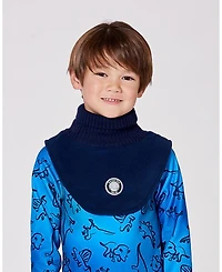 Deux par Kids Unisex Polar Fleece and Knit Neckwarmer Navy Blue - Toddler|Child